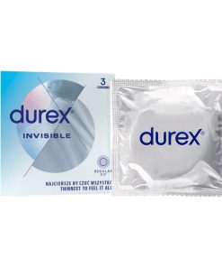 Invisible 3 gab. durex prezervatīvi 2 Durex Invisible 3 vnt. prezervatyvų dėžutė