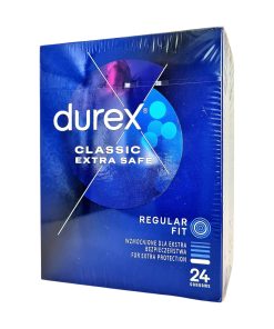 Extra Safe 24 gab. durex prezervatīvi 1 Durex Extra Safe 24 vnt. prezervatyvų dėžutė