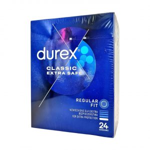 Extra Safe 24 gab. durex prezervatīvi 1 Durex Extra Safe 24 vnt. prezervatyvų dėžutė