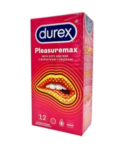 Pleasuremax 12 gab. durex prezervatīvi Durex Pleasuremax 12 vnt. prezervatyvų dėžutė