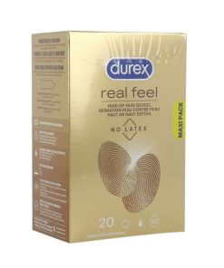 Real Feel 20 gab. durex prezervatīvi 1 Durex Real Feel 20 vnt prezervatyvų dėžutė