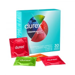 Überrasch’ Mich 30 gab. durex prezervatīvi Durex Uberash Mich 30 vnt. prezervatyvų dėžutė