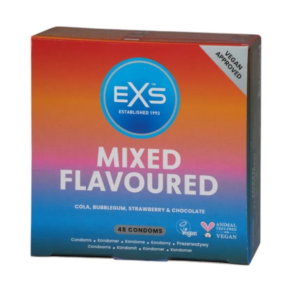 Mixed Flavoured 48 gab. exs prezervatīvi EXS Mixed Flavoured 48 vnt. prezervatyvų dėžutė