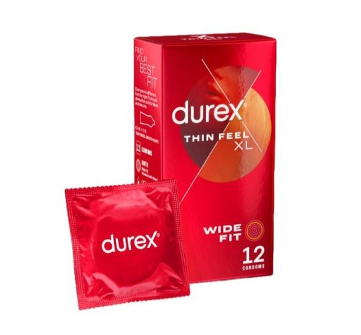 Feel Thin Extra Large XL 12 gab. durex prezervatīvi Durex Feel Thin Extra Large XL 12 vnt. prezervatyvų dėžutė