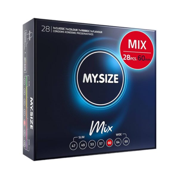 Mix 60 mm 28 gab. my.size pro prezervatīvi My.Size Mix 60 mm 28 vnt. prezervatyvų
