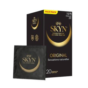 Original 20 gab. skyn prezervatīvi SKYN Original 20 vnt. prezervatyvų dėžutė