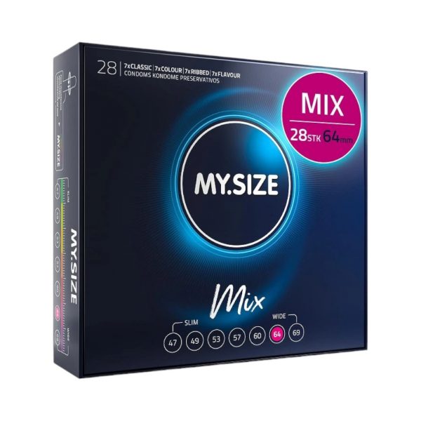 Mix 64 mm 28 gab. my.size pro prezervatīvi My.Size Mix 64 mm 28 vnt. prezervatyvų