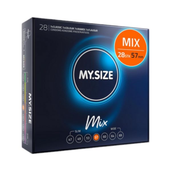 Mix 57 mm 28 gab. my.size pro prezervatīvi My.Size Mix 57 mm 28 vnt. prezervatyvų