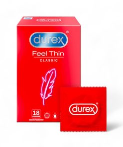 Feel Thin Fetherlite Elite 18 gab. durex prezervatīvi DureFeel Thin Fetherlite Elite 18 vnt. prezervatyvų dėžutė