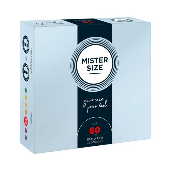 60 mm 36 gab. prezervatīvi Mister Size 60 mm 36 vnt. prezervatyvai