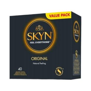 Original 40 gab. skyn prezervatīvi SKYN Original 40 vnt. prezervatyvų dėžutė