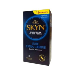 Elite Extra Lubricated 14 gab. skyn prezervatīvi skyn elite extra-lubricated 14 vnt. prezervatyvų dėžutė