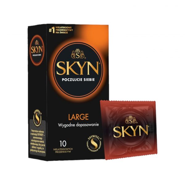 Large 10 gab. skyn prezervatīvi Skyn Large 10 vnt. prezervatyvų dėžutė