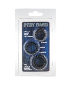 Stay Hard Rings 3 gab. trīskāršie dzimumlocekļa gredzeni Stay Hard Rings 3 vnt. penio žiedai