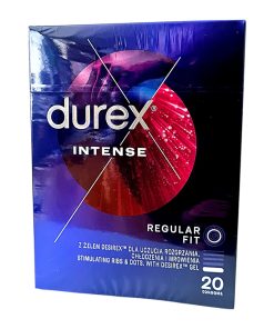Intense 20 gab. durex prezervatīvi 6 Durex Intense 20 vnt. prezervatyvų dėžutė