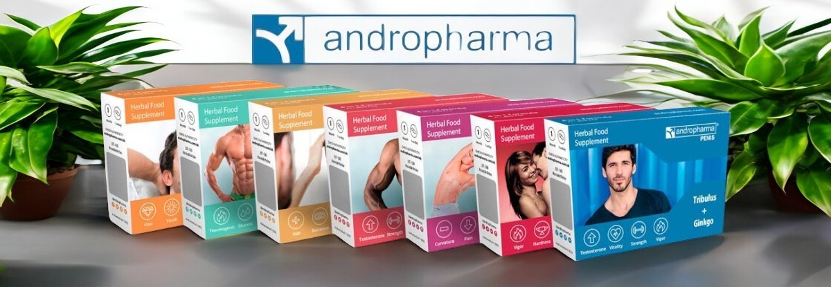 Penis Herbal Food Supplement afrodiziaki Andropharma prekės ženklo puslapio iliustracija