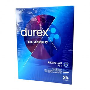 Classic 24 gab. durex prezervatīvi 1 Durex Classic 24 vnt. prezervatyvų dėžutė