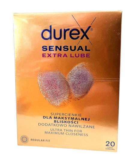 Durex Sensual Extra Lube 20 vnt. prezervatyvų dėžutė