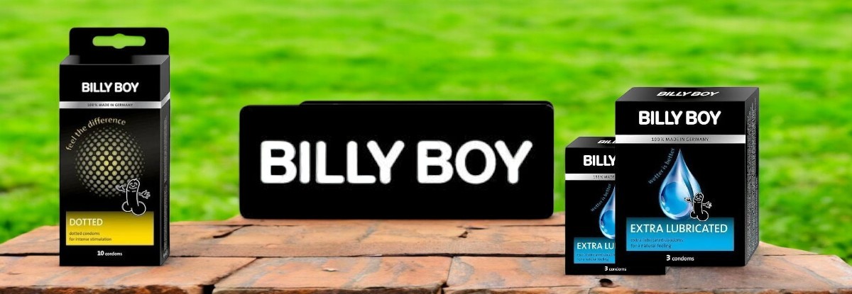 Extra Thin billy boy prezervatīvi Billy Boy prekės ženklo puslapio iliustracija
