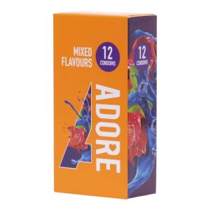 Mixed Flavours 12 gab. prezervatīvi Adore Mixed Flavours 12 vnt. prezervatyvų dėžutė