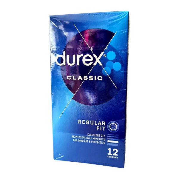 Classic 12 gab. durex prezervatīvi 1 Durex Classic 12 vnt. prezervatyvų dėžutė