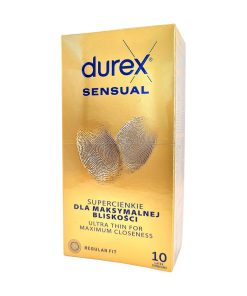 Sensual 10 gab. durex prezervatīvi 5 Durex Sensual 10 vnt. prezervatyvų dėžutė