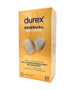 Sensual No Latex 10 gab. durex prezervatīvi Durex Sensual No Latex 10 vnt. prezervatyvų dėžutė