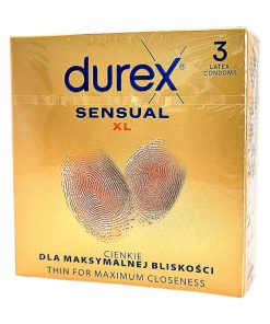 Sensual XL 3 gab. lielie prezervatīvi 1 Durex Sensual XL 3 vnt. prezervatyvų dėžutė