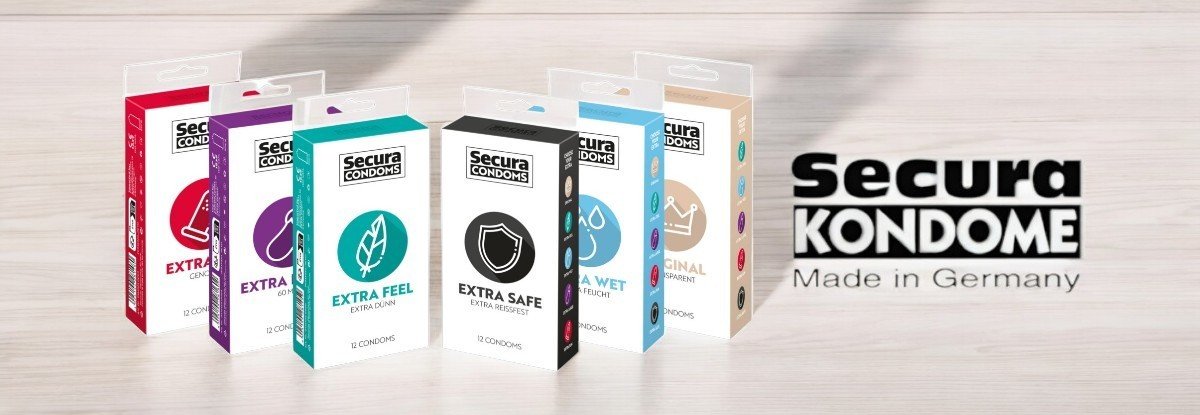 Extra Fun prezervatīvi Secura Condoms prekės ženklo puslapio iliustracija