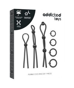 Addicted Toys Cock Ring 7 Pieces gredzeni un uzmavas Addicted Toys Cock Ring 7 Pieces penio ziedu rinkinys
