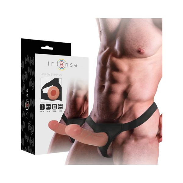 Hollow Strap-on 16 cm dobie strap-on 1 Intense Hollow Strap-on 16 cm dildo su diržais