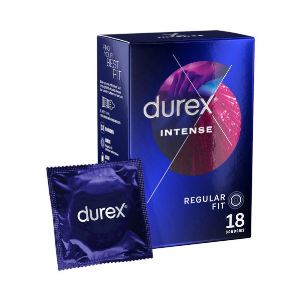 Intense 18 gab. durex prezervatīvi 2 Durex Intense 18 vnt. prezervatyvų dėžutė