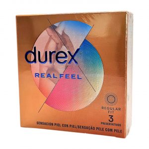 Real Feel 3 gab. prezervatīvi 1 Durex Real Feel 3 vnt. prezervatyvų dėžutė