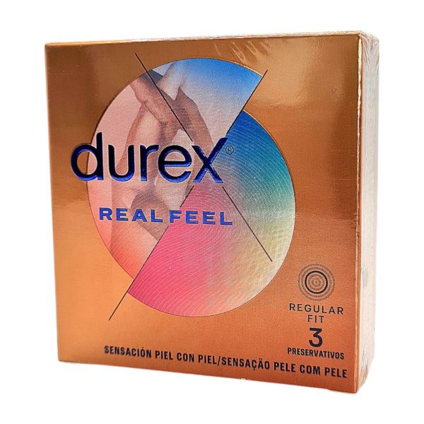 Real Feel 3 gab. prezervatīvi 1 Durex Real Feel 3 vnt. prezervatyvų dėžutė