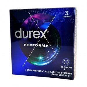 Performa 3 vnt. durex prezervatīvi 2 Durex Performa 3 vnt. prezervatyvų dėžutė