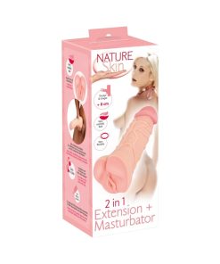 2in1 Extension+Masturbator masturbatori Nature Skin 2in1 Extension+Masturbator masturbatorius ir penio mova