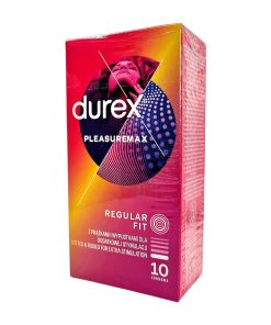 Pleasuremax 10 gab. durex prezervatīvi 1 Durex Pleasuremax 10 vnt. prezervatyvų dėžutė