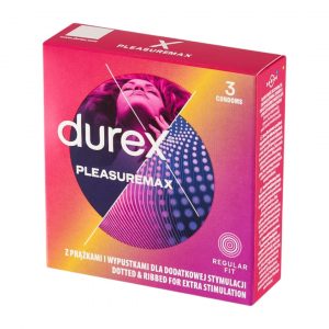 Pleasuremax 3 gab. durex pleasuremax prezervatīvi 1 Durex Pleasuremax 3 vnt. prezervatyvų dėžutė