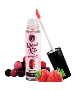 Lip Gloss Vibrant Kiss Strawberry Gum orālie lubrikanti Secretplay Lip Gloss Vibrant Kiss Strawberry Gum braškinis lūpų blizgis