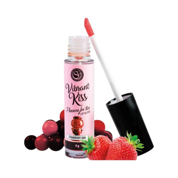 Lip Gloss Vibrant Kiss Strawberry Gum orālie lubrikanti Secretplay Lip Gloss Vibrant Kiss Strawberry Gum braškinis lūpų blizgis