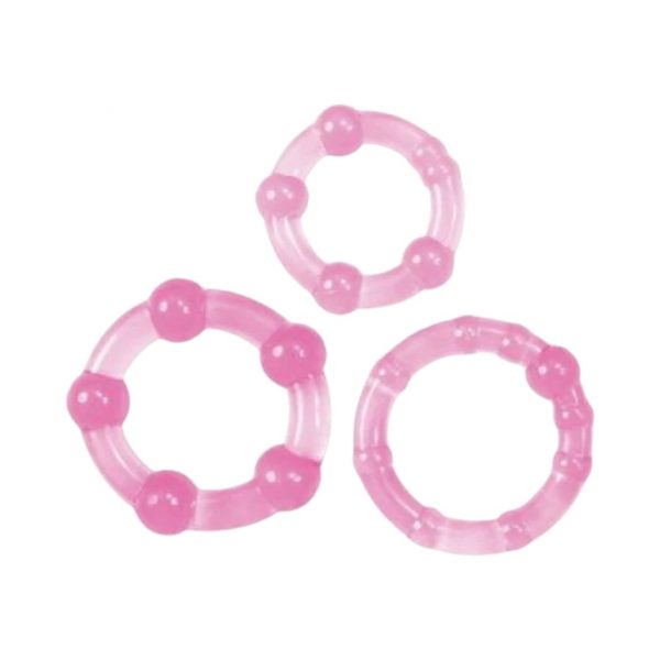 Stud Pink Cock Rings gredzeni un uzmavas 2 Toyz4Lovers Stud Pink Cock Rings 3 penio žiedai