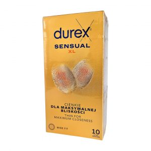 Sensual XL 10 gab. durex prezervatīvi 2 Durex Sensual XL 10 vnt. prezervatyvų dėžutė