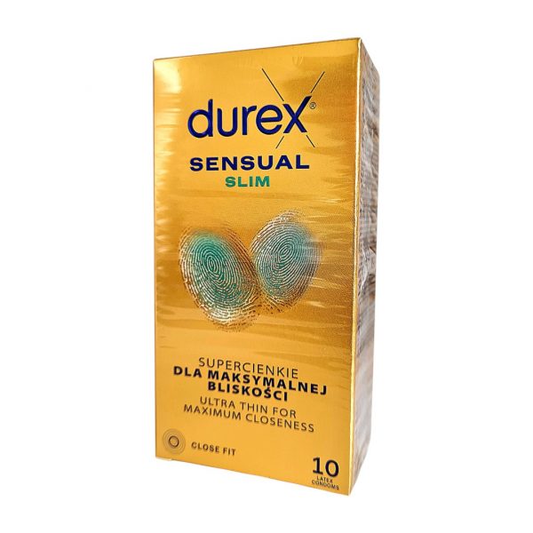 Sensual Slim 10 gab. durex prezervatīvi 1 Durex Sensual Slim 10 vnt. prezervatyvų dėžutė