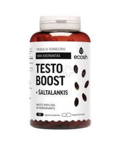 Testo Boost + Šaltalankis 130 kaps. potences un erekcijas uzlabošanai Testo Boost + Šaltalankis 130 kaps. maisto papildas