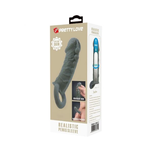 Realistic Penis Enlarger And Delay Sleeve pagarinošie dzimumlocekļa uzgaļi 1 Pretty Love Realistic Penis Enlarger And Delay Sleeve